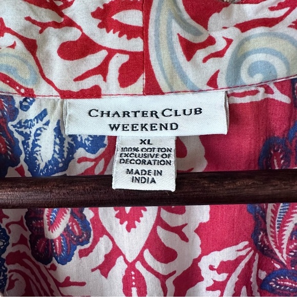 Charter Club Weekend Floral Embroidered Tunic Top. XL. - Picture 4 of 7